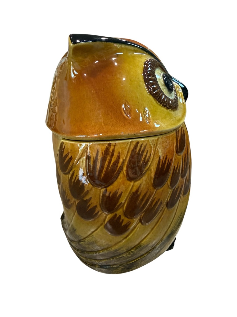 Metlox Poppy trail Ceramic Owl Cookie Jar MCM USA Made Brown Glazed  10 inches - Picture 2 of 8